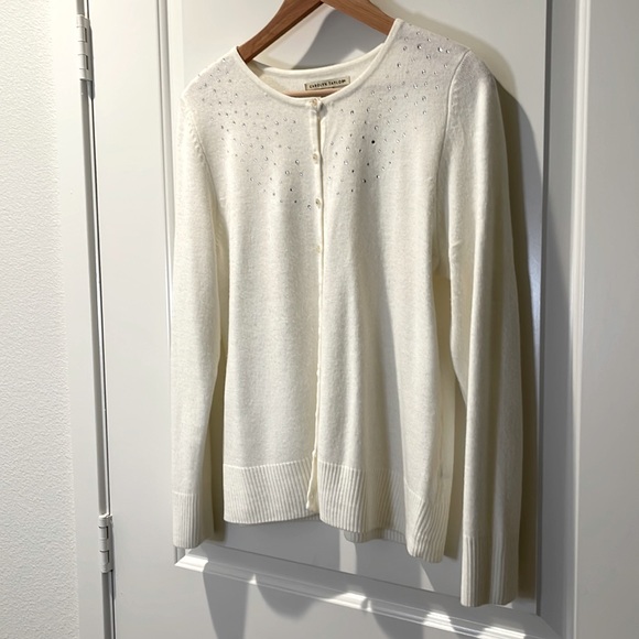 Carolyn Taylor Sweaters - Carolyn Taylor Faux Rhinestone Cardigan.